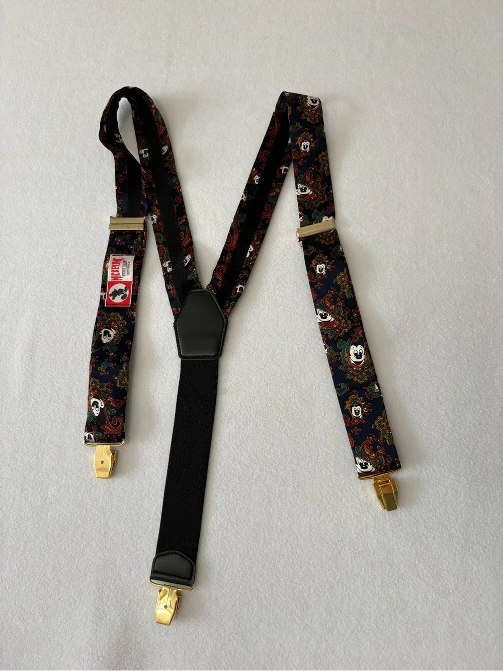 Disney Black Paisley Mickey Print Adjustable Crossbody Strap silk